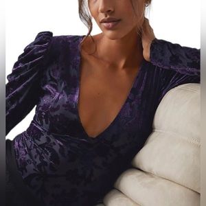 Free People Intimately Magic Hour deep plunge bodysuit Size XS NWT